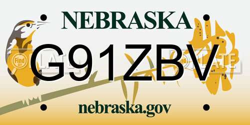 G91ZBV Nebraska License Plate