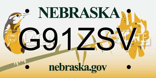 G91ZSV Nebraska License Plate