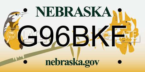 G96BKF Nebraska License Plate