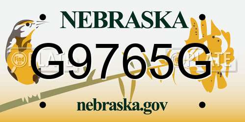 G9765G Nebraska License Plate