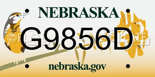 G9856D Nebraska License Plate
