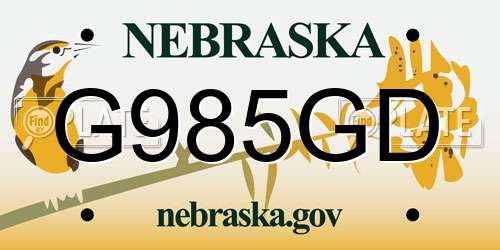 G985GD Nebraska License Plate