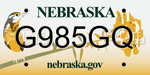 G985GQ Nebraska License Plate