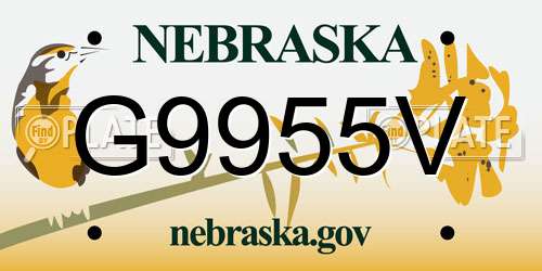 G9955V Nebraska License Plate