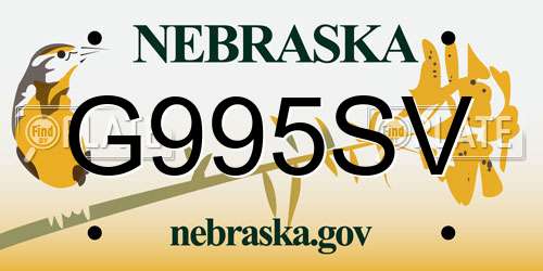 G995SV Nebraska License Plate
