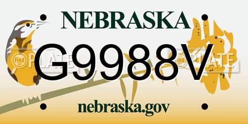 G9988V Nebraska License Plate