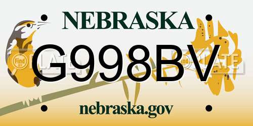 G998BV Nebraska License Plate