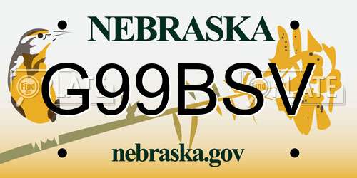 G99BSV Nebraska License Plate