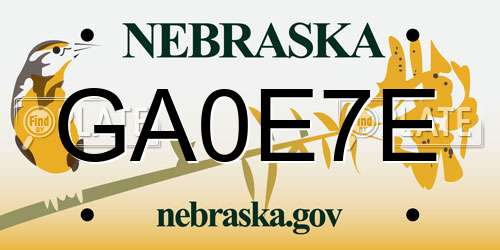 GA0E7E Nebraska License Plate