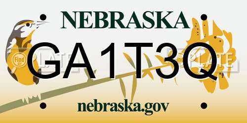 GA1T3Q Nebraska License Plate