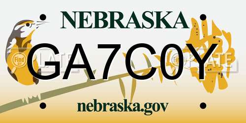 GA7C0Y Nebraska License Plate
