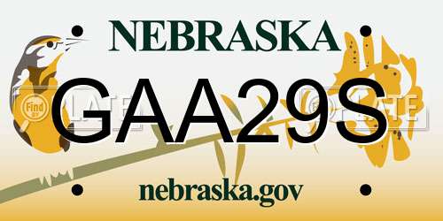GAA29S Nebraska License Plate
