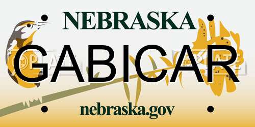 GABICAR Nebraska License Plate