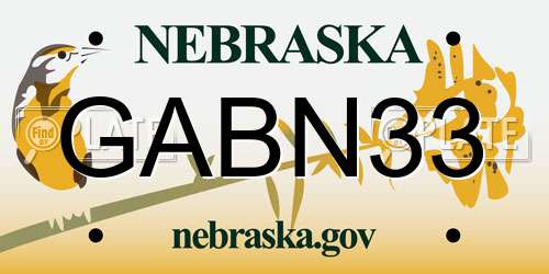 GABN33 Nebraska License Plate