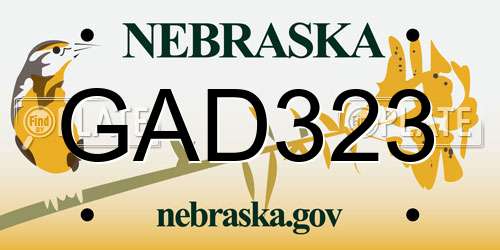 GAD323 Nebraska License Plate