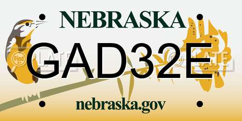 GAD32E Nebraska License Plate