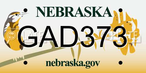 GAD373 Nebraska License Plate