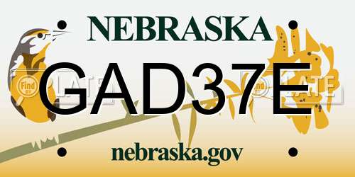 GAD37E Nebraska License Plate