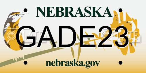 GADE23 Nebraska License Plate