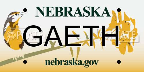GAETH Nebraska License Plate