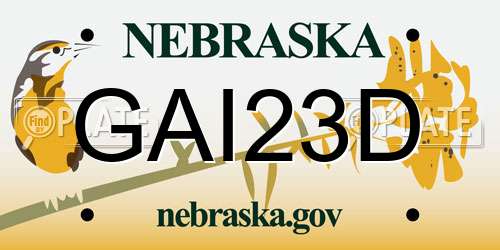 GAI23D Nebraska License Plate