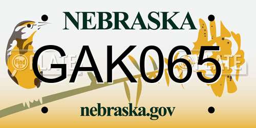 GAK065 Nebraska License Plate