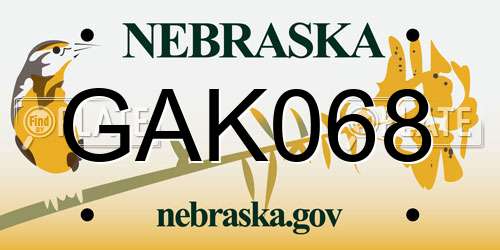 GAK068 Nebraska License Plate