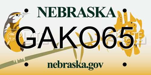 GAKO65 Nebraska License Plate