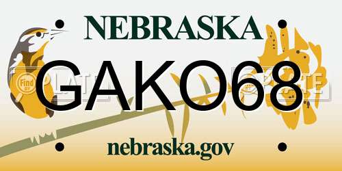 GAKO68 Nebraska License Plate