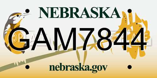 GAM7844 Nebraska License Plate