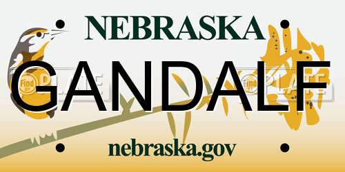GANDALF Nebraska License Plate