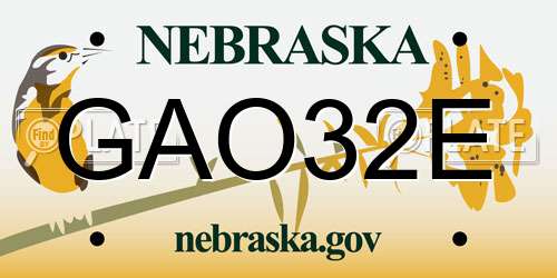GAO32E Nebraska License Plate