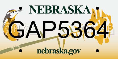 GAP5364 Nebraska License Plate