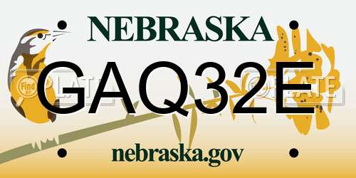 GAQ32E Nebraska License Plate
