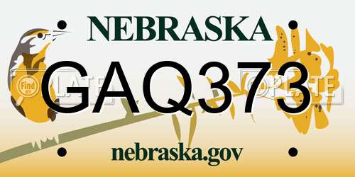 GAQ373 Nebraska License Plate
