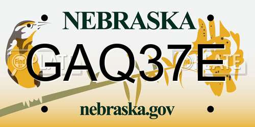 GAQ37E Nebraska License Plate