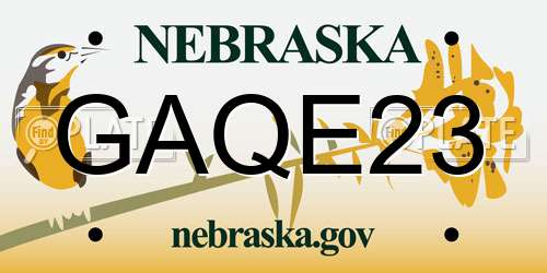 GAQE23 Nebraska License Plate