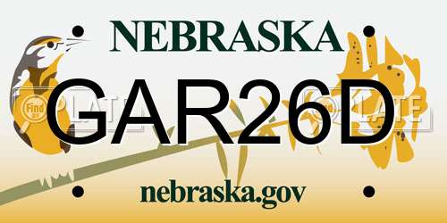 GAR26D Nebraska License Plate