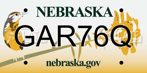 GAR76Q Nebraska License Plate