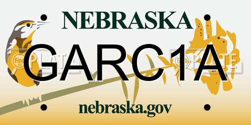 GARC1A Nebraska License Plate