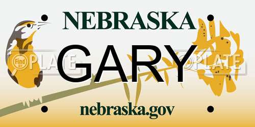 GARY Nebraska License Plate