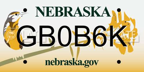 GB0B6K Nebraska License Plate