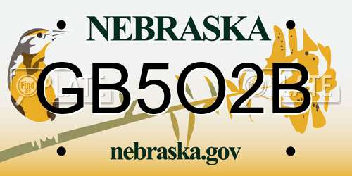 GB5O2B Nebraska License Plate