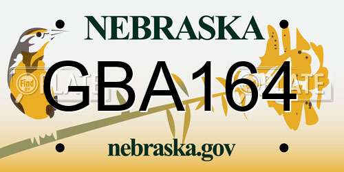 GBA164 Nebraska License Plate