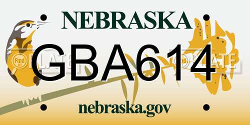 GBA614 Nebraska License Plate