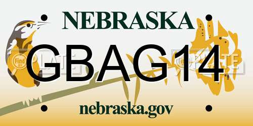 GBAG14 Nebraska License Plate