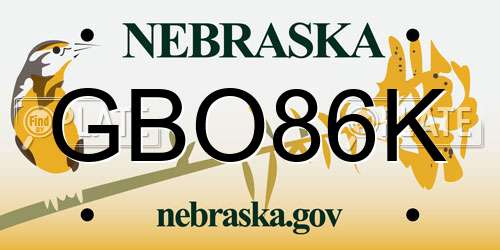 GBO86K Nebraska License Plate