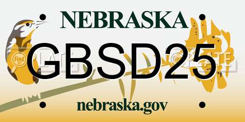 GBSD25 Nebraska License Plate