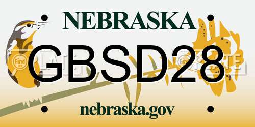 GBSD28 Nebraska License Plate