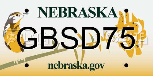 GBSD75 Nebraska License Plate